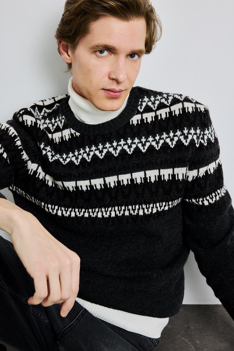 DeFacto Grey Man Standard Fit Knitwear Pullover Casual - Image 1